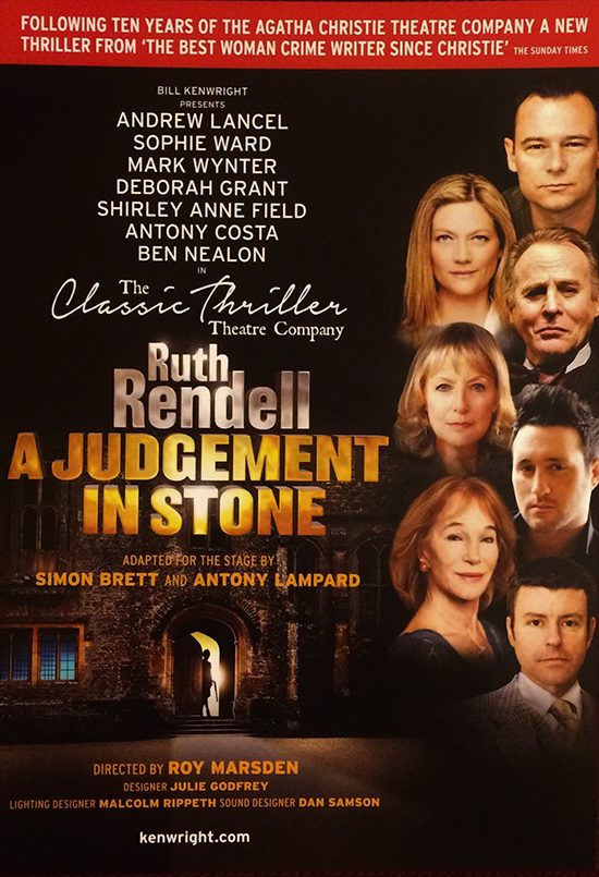 A judgement in stone ruth rendall roy marsden theatre kenwright paul ferris du fer